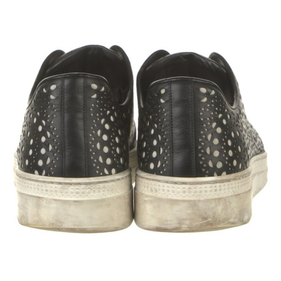 ALAÏA Black Laser-Cut Leather Sneakers | IT 38 (US 8) | Designer Sneakers - Picture 4 of 5